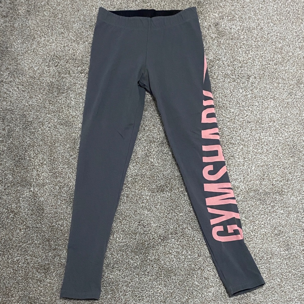 Gymshark Charcoal Leggings with Pink Accent